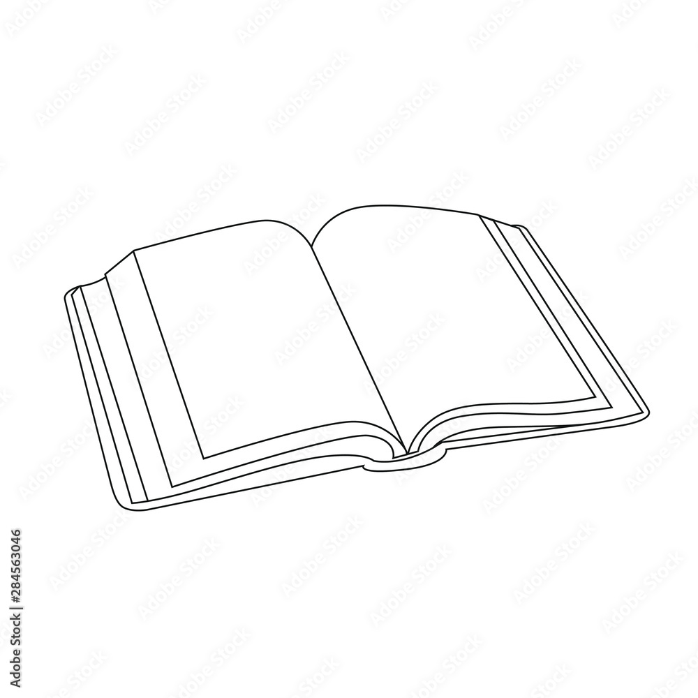 Open book one line drawing on white isolated background. Vector illustration Open book one line drawing on white isolated background. Vector illustration