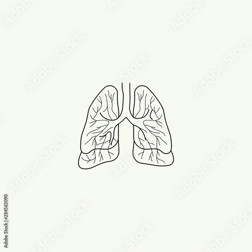 Outline (Lineart) Lungs Cartoon Vector for Template