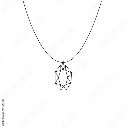 Necklace one line drawing on white isolated background. Vector illustration