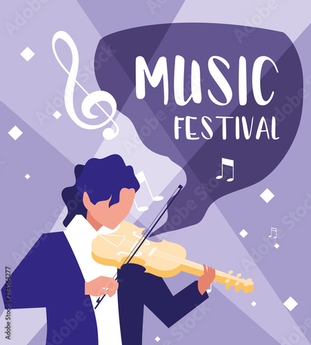 music festival poster with man playing fiddle