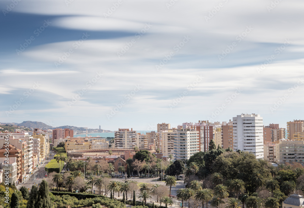 view of skyline in malaga spain