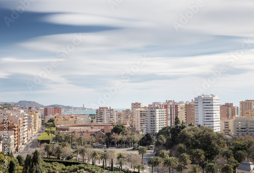 view of skyline in malaga spain