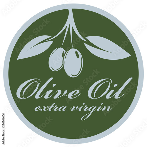 round extra virgin olive oil logo or sticker vector illustration