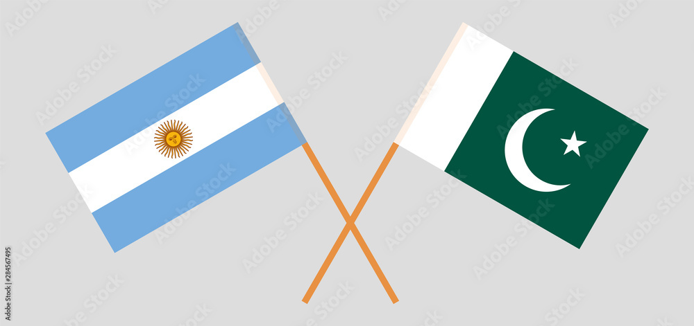 Pakistan and Argentina. Crossed Pakistani and Argentinean flags Pakistan and Argentina. Crossed Pakistani and Argentinean flags