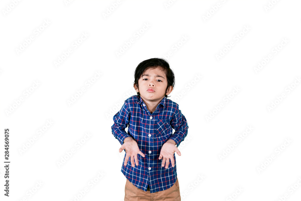 Little boy expressing confused in the studio Little boy expressing confused in the studio