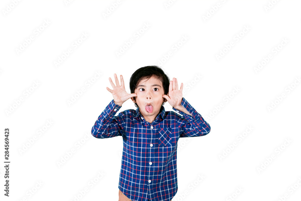 Little child mocking somebody in the studio Little child mocking somebody in the studio