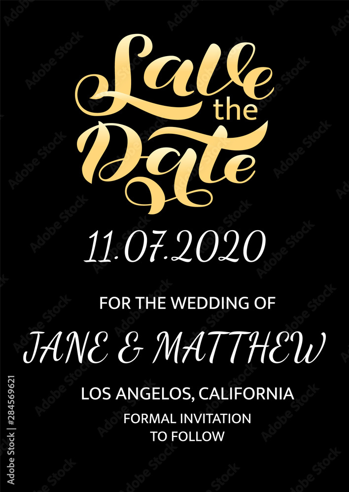 Wedding invitation card. Save the date lettering. Vector illustration Wedding invitation card. Save the date lettering. Vector illustration