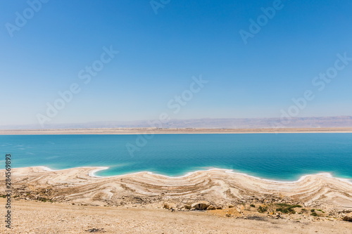 views of the Dead Sea coast in Jordan