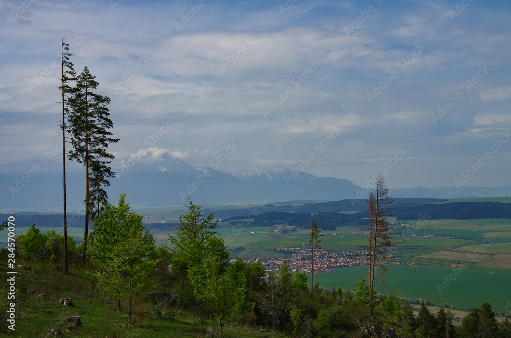 Obraz premium View to High Tatras mountains from Klastorisko in Slovak Paradise National Park in Slovakia