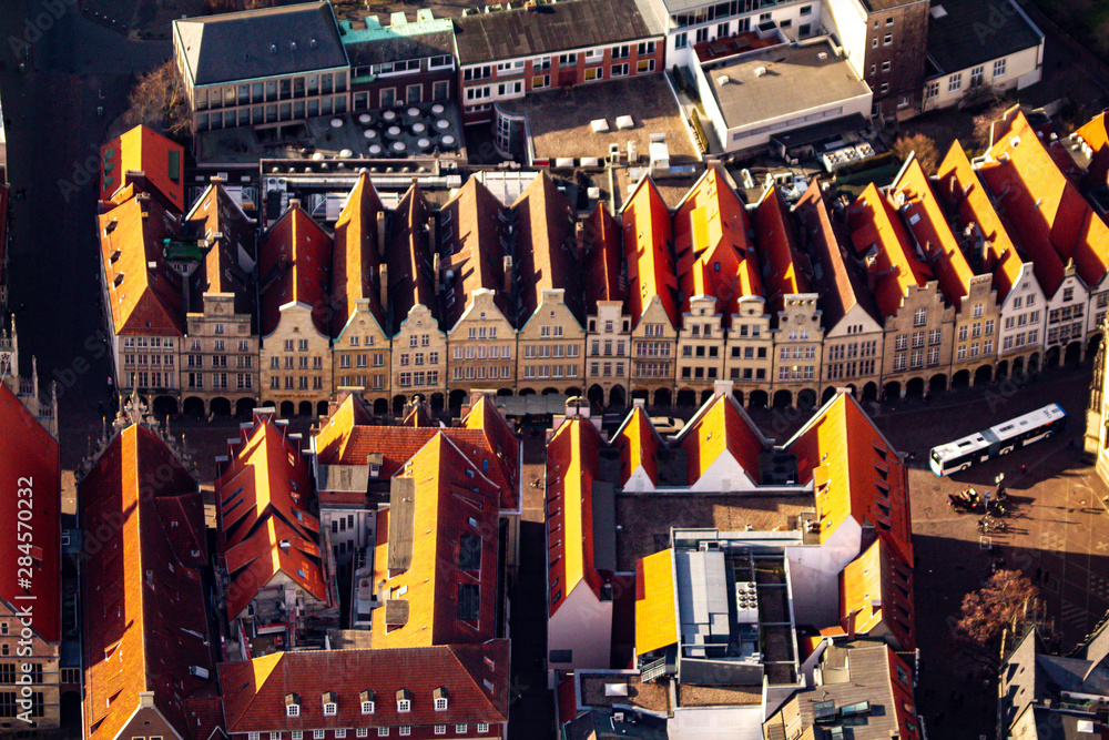 Obraz na plátně Prinzipalmarkt, Münster, Innenstadt, Historische Häuser,