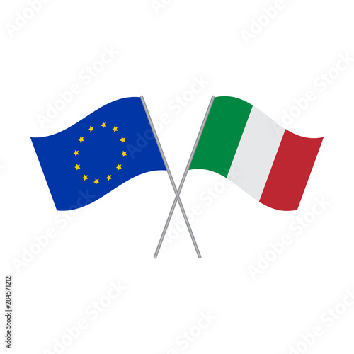 Italian and European Union flags vector isolated on white background