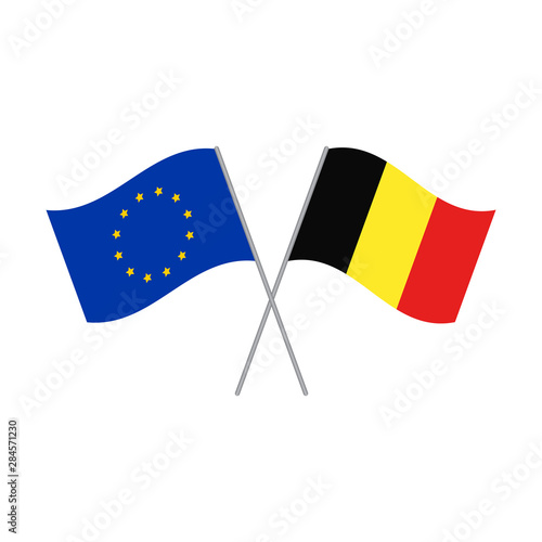 European Union and Belgian flags vector isolated on white background