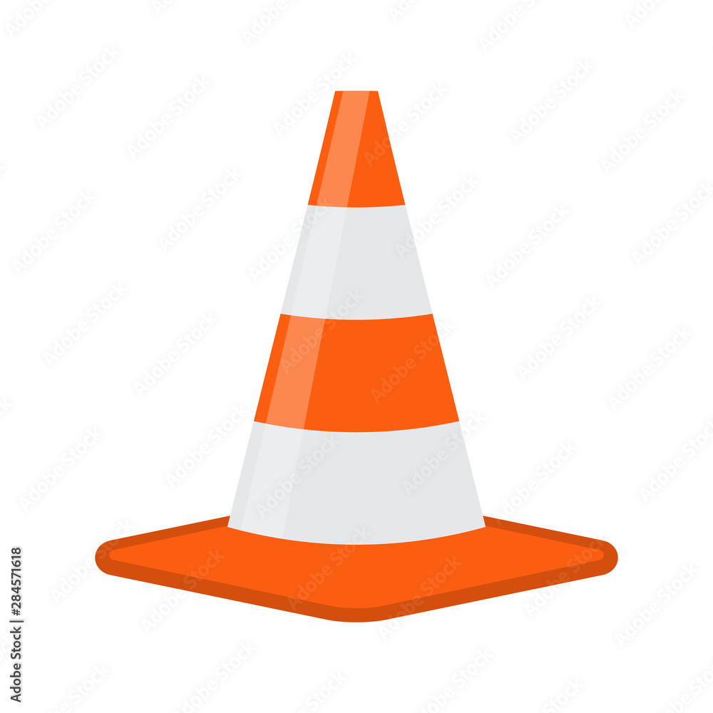 Traffic cone vector icon isolated on white background Traffic cone vector icon isolated on white background