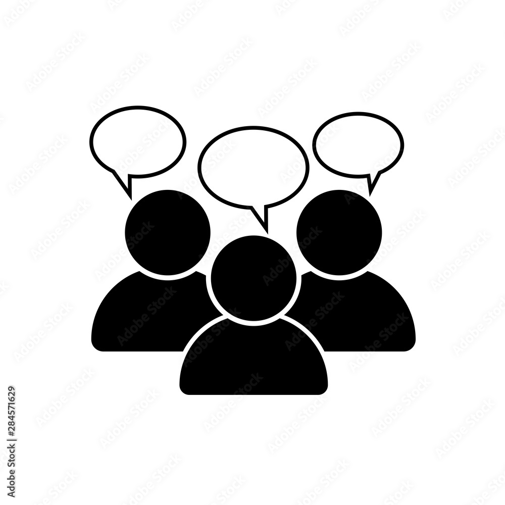 People talking vector icon isolated on white background People talking vector icon isolated on white background