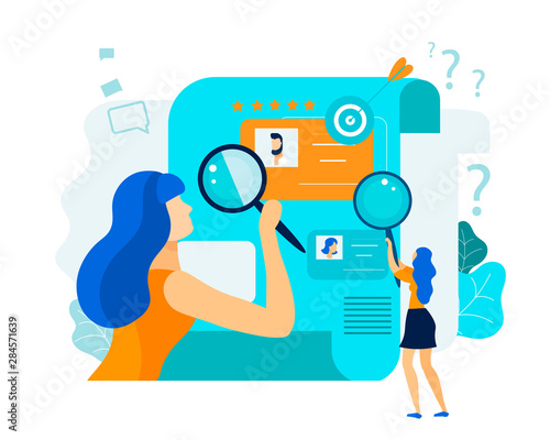 Flat Review Employees Resume Vector Illustration.