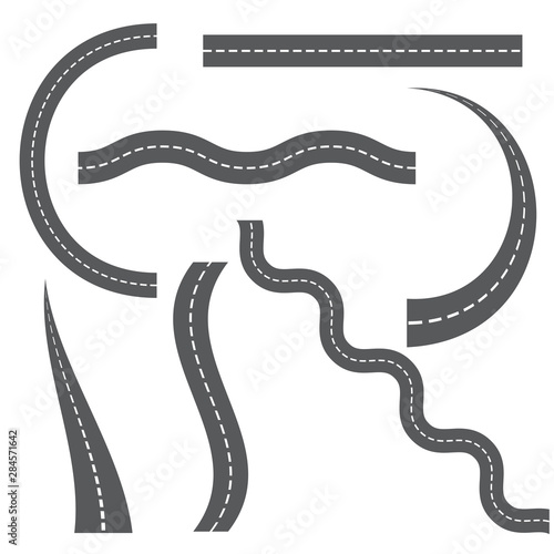 Set of roads isolated on white background