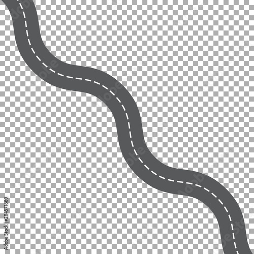 Winding road isolated, highway vector illustration