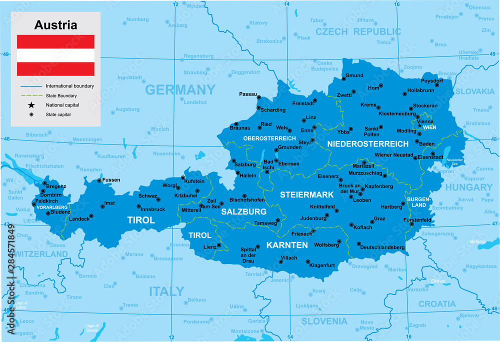 Fototapeta premium vector map of Austria