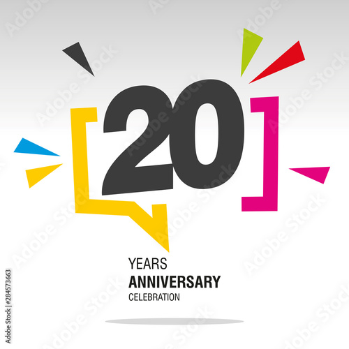 20 Years Anniversary colorful white modern number logo icon banner