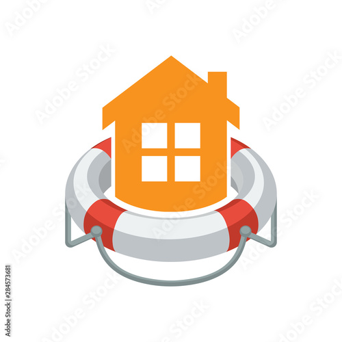 Illustrated icon with the concept of home protection insurance
