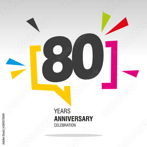 80 Years Anniversary colorful white modern number logo icon banner