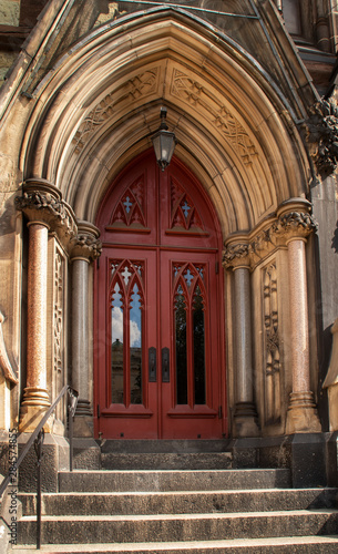 Arched Red Church Door