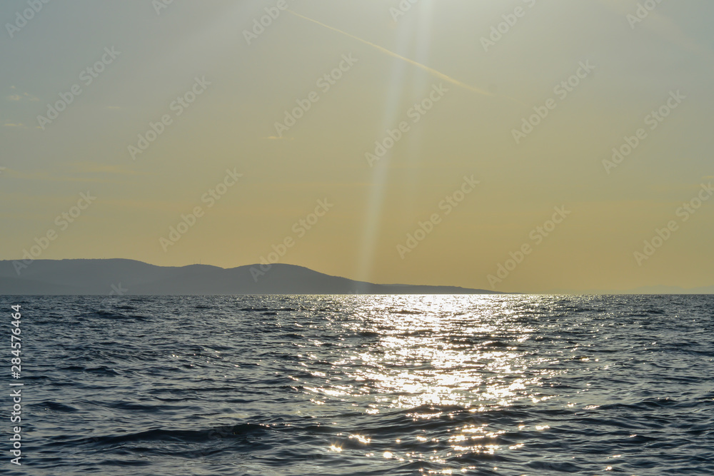Sunset on Adriatic sea in Brela, Croatia 