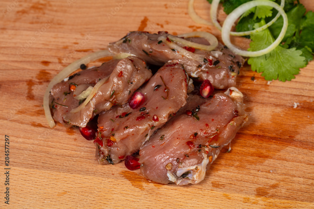 Raw pork kebab