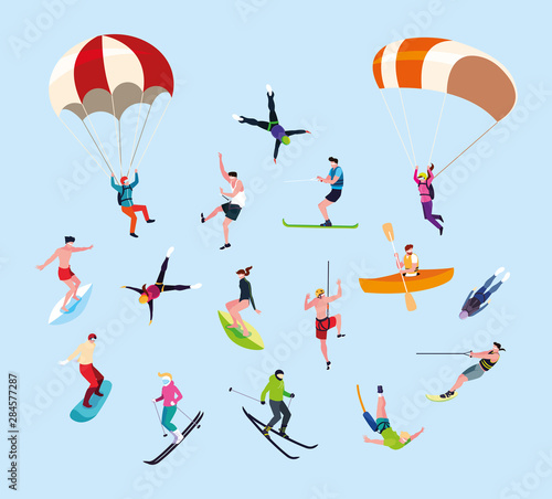 group of people practicing sports extreme