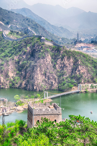 great wall of china lakeside haoming lake beijing photo