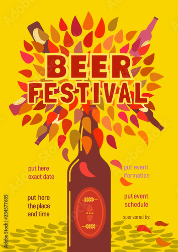 Beer fest hand drawn flat color vector poster template