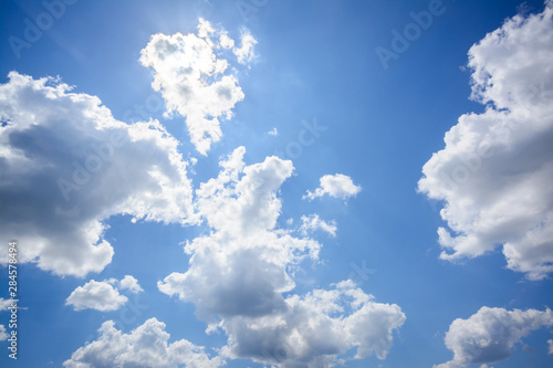 Beautiful sunny sky with many clouds during day in summer