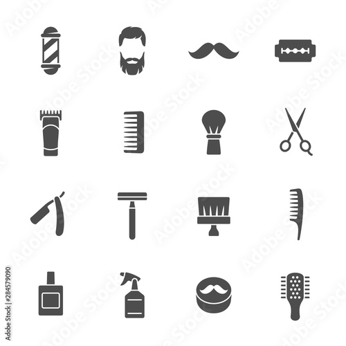 Barber shop related vector icons