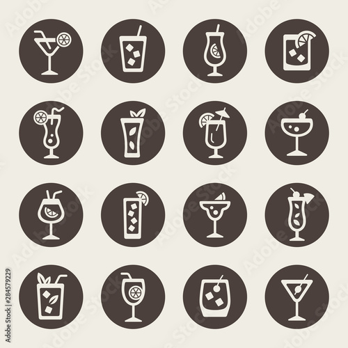 Alcohol cocktails vector icons