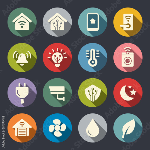 Smart home system flat vector icons
