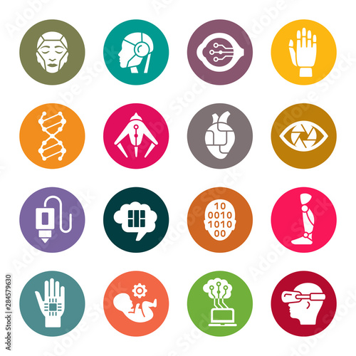 Transhuman colourful vector icons