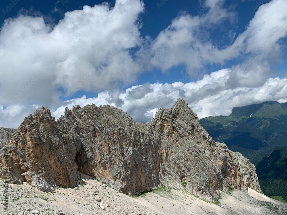 Abkhazia, clouds over Dragon rock in summer 