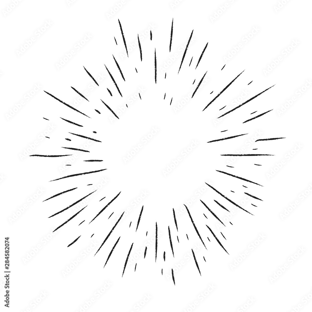 Obraz premium Starburst doodle, hand drawn sun burst sketch explosion