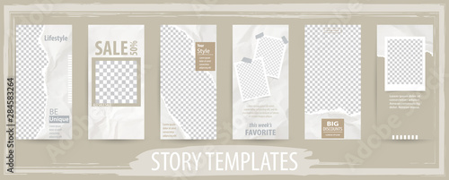 Trendy editable template for social networks stories, vector illustration.