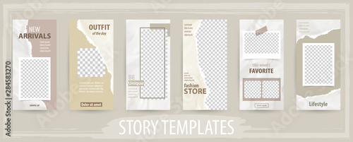 Trendy editable template for social networks stories, vector illustration.