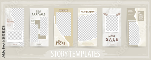 Trendy editable template for social networks stories, vector illustration.