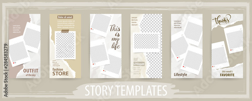 Trendy editable template for social networks stories, vector illustration.