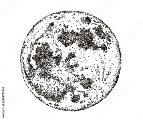 Moon hand drawn vector illustration.
