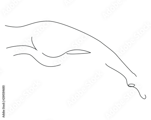 Naked female thighs and legs one line drawing on white isolated background. Vector illustration