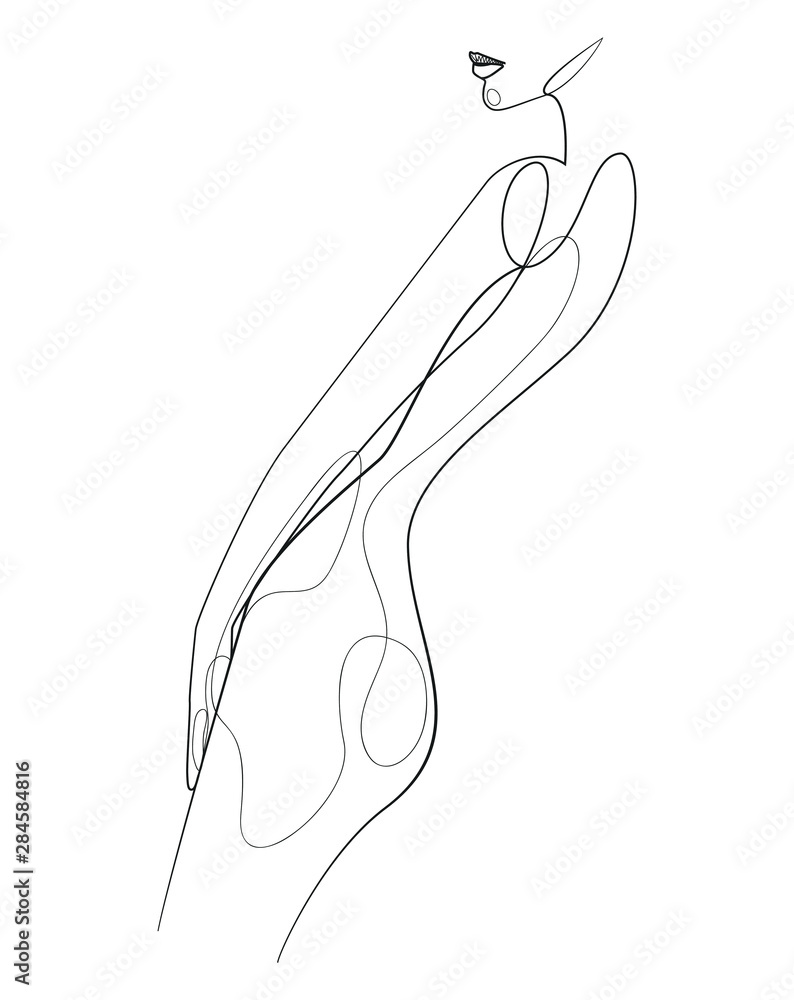 Woman’s body one line drawing on white isolated background. Vector illustration Woman’s body one line drawing on white isolated background. Vector illustration