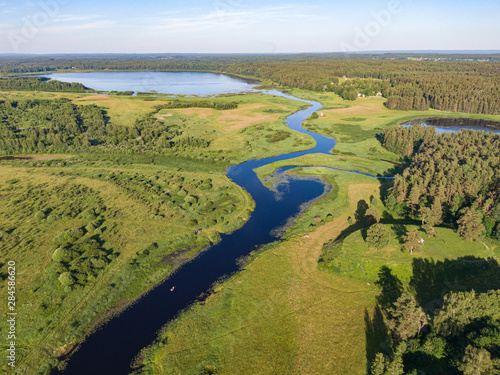 Winding river in a green valley