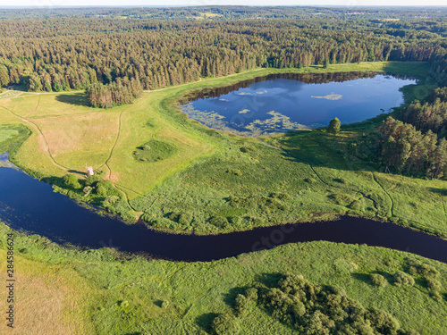 Winding river in a green valley