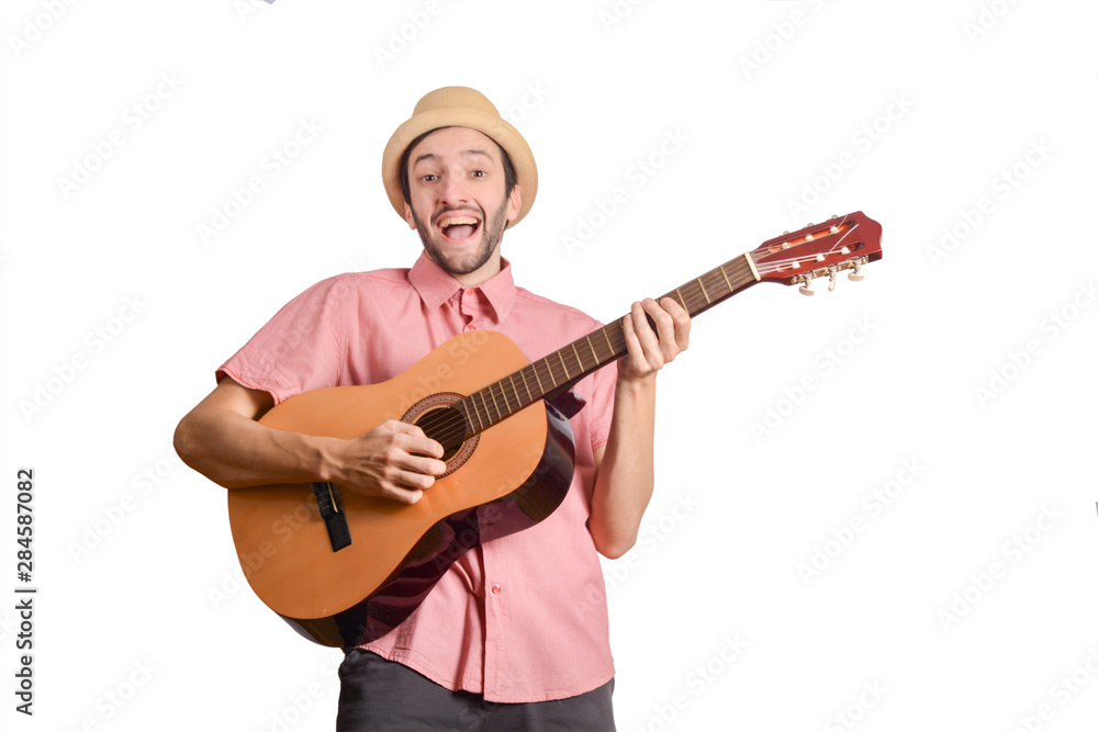 Obraz premium Funny man with guitar.