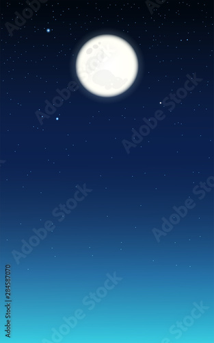 Night sky background. Moon and star on sky colorful.