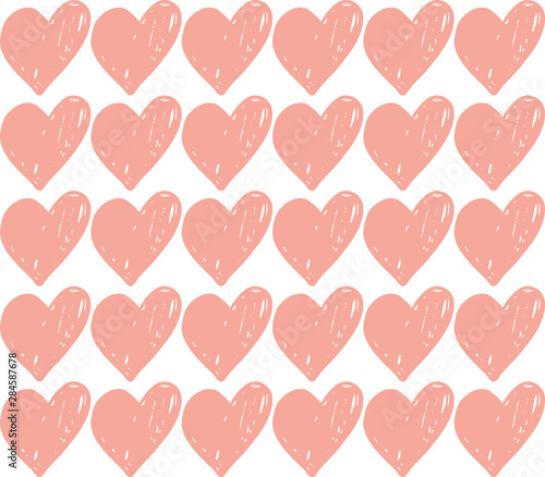 Vector seamless retro pattern  pink heart. Hand-drawn  grunge style. Can be used for Wallpaper  picture fill  web page background  surface textures  textiles. For weddings  love 
